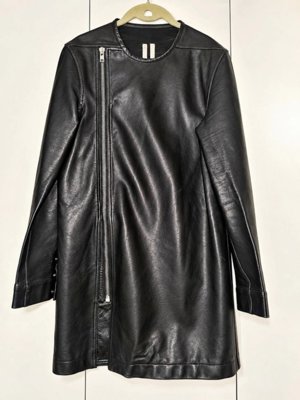 RARE Rick Owens VICIOUS S/S14 Black Leather Long Biker Coat – Archival 2014